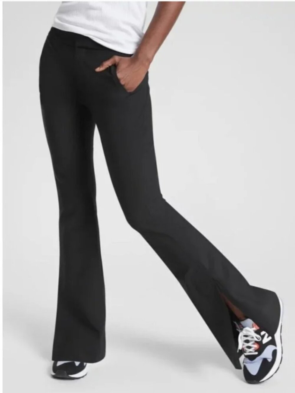 Athleta Stellar Flare Trouser Pant Black Women's 8 Travel Work Sleek Stretch
